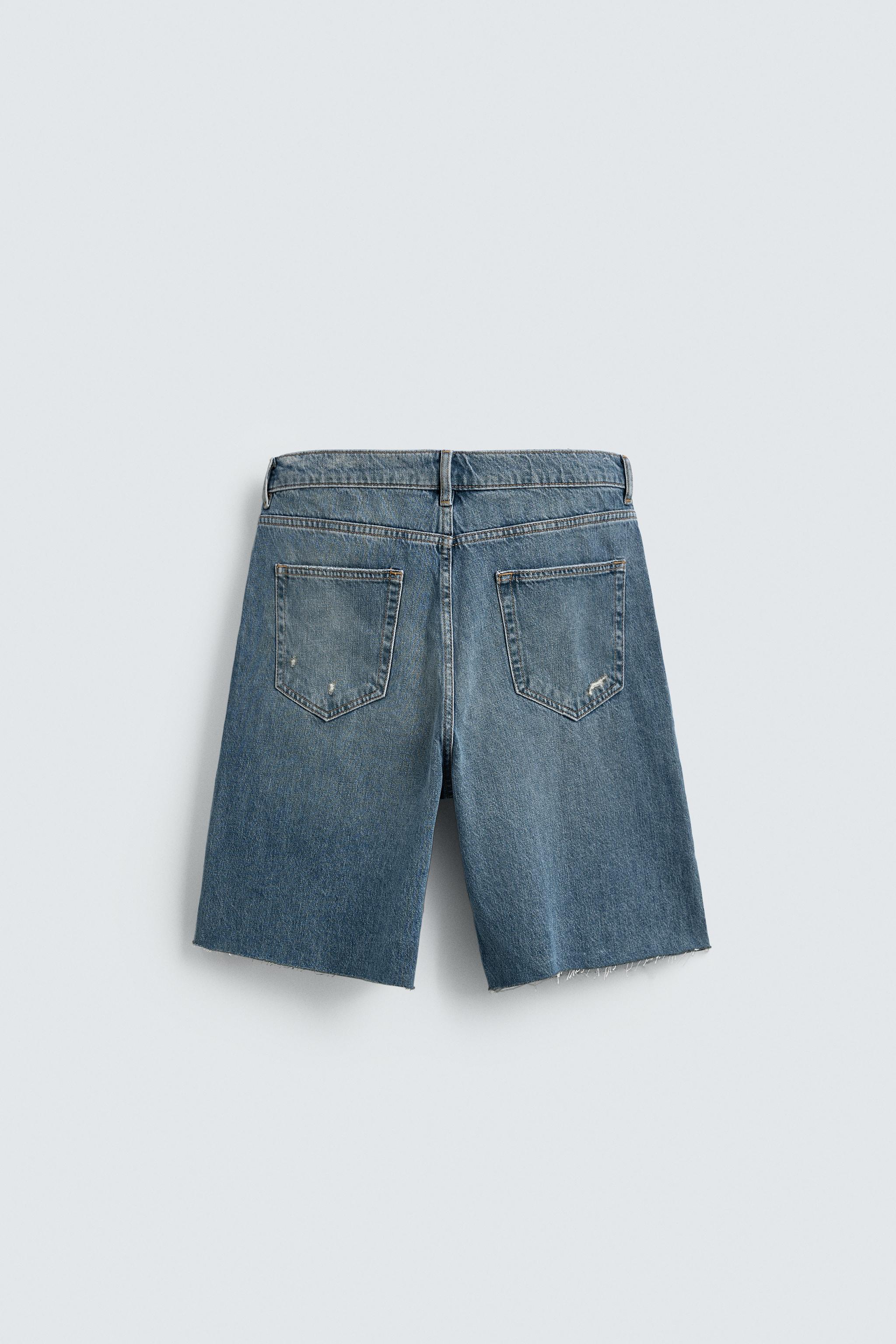 RIPPED RELAXED FIT DENIM SHORTS