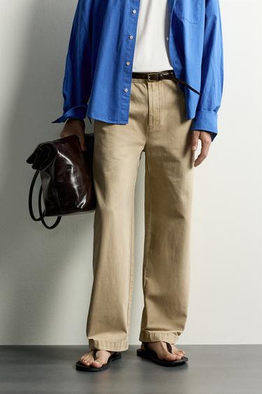WASHED RELAXED FIT CHINO TROUSERS - Beige by Zara