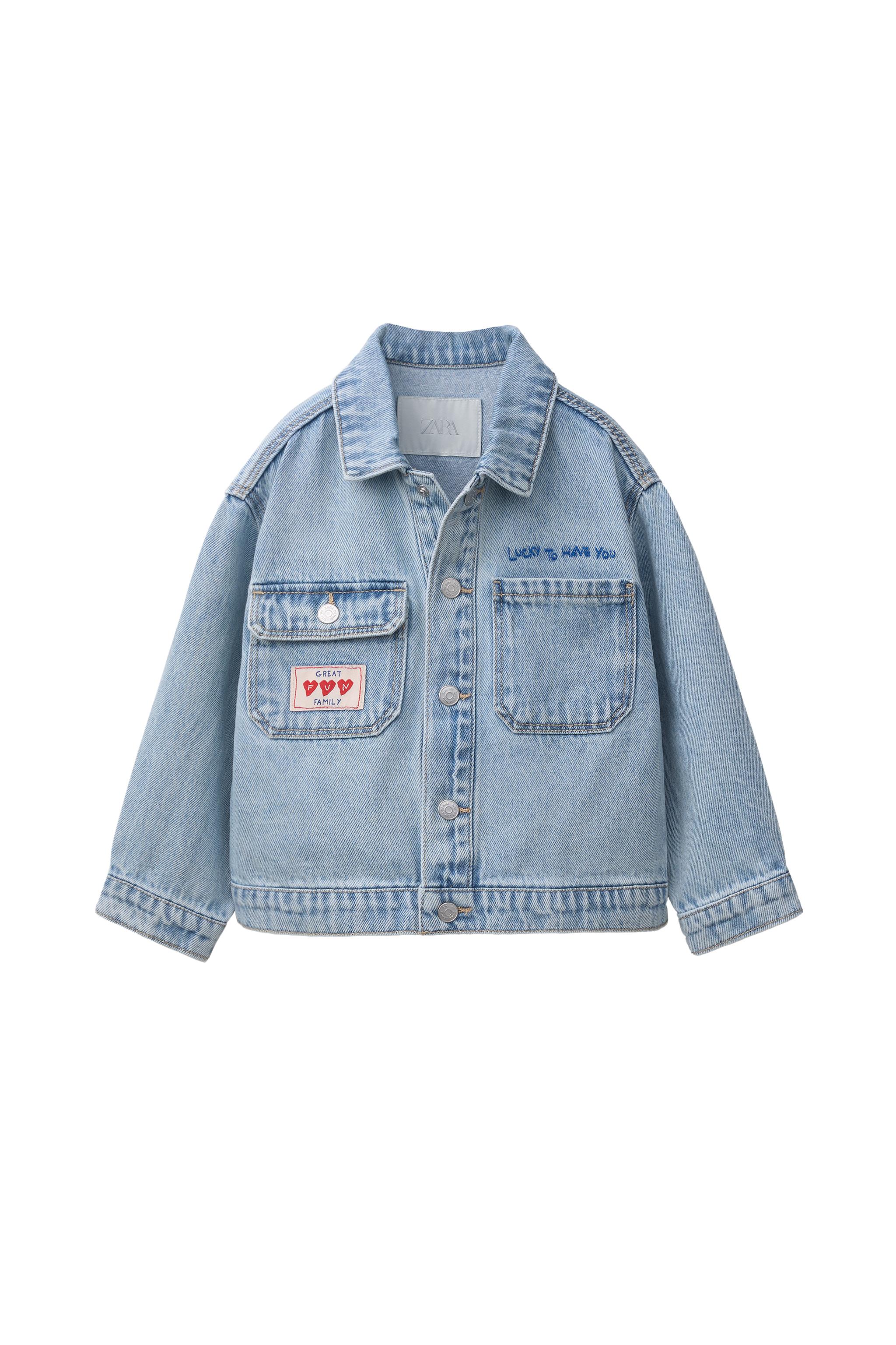 新品未使用　zarakids ハート柄　ボアジャケット 3y 98cm 刺繍＆ハート柄デニムジャケット - ライトブルー | ZARA Japan / 日本