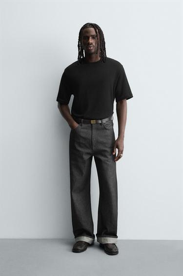 CAMISETA PUNTO BOXY FIT - Negro de Zara - Imagen 0