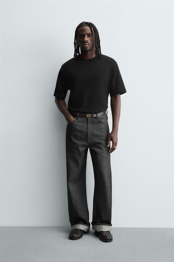 CAMISETA PUNTO BOXY FIT - Negro de Zara - Imagen 0