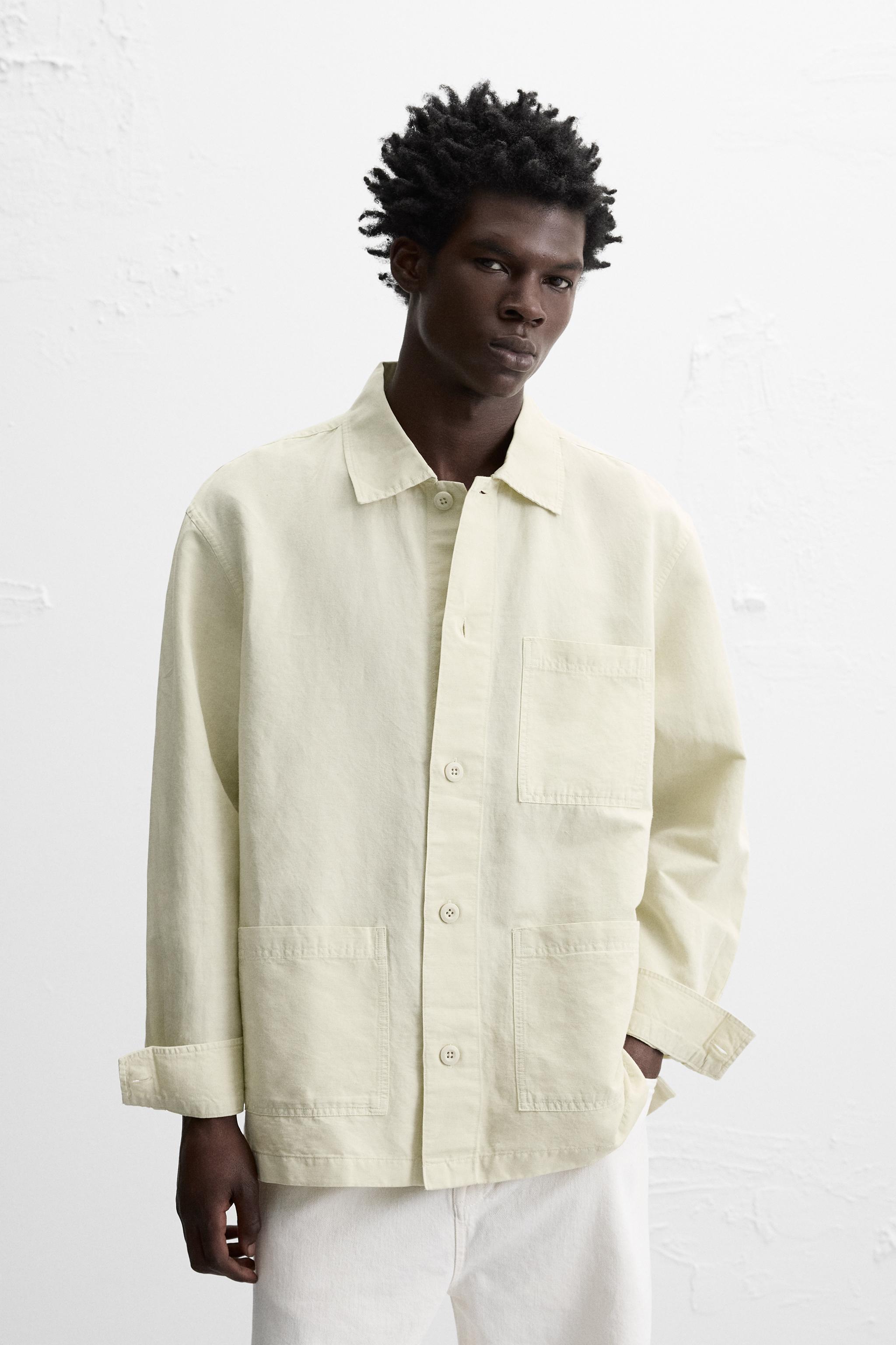 LINEN COTTON OVERSHIRT - Green | ZARA United States