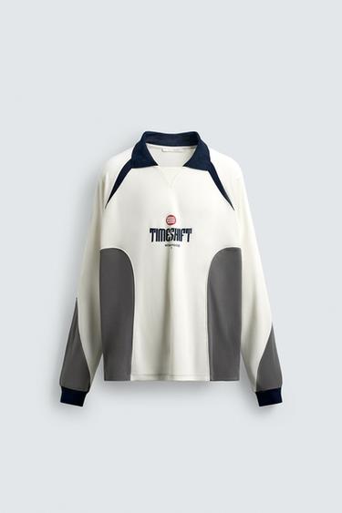 RETRO FOOTBALL PRINT POLO SHIRT - Ecru by Zara