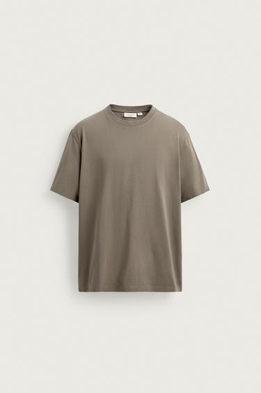 MEDIUM WEIGHT REGULAR FIT ORIGINS T-SHIRT - Taupe grey by Zara