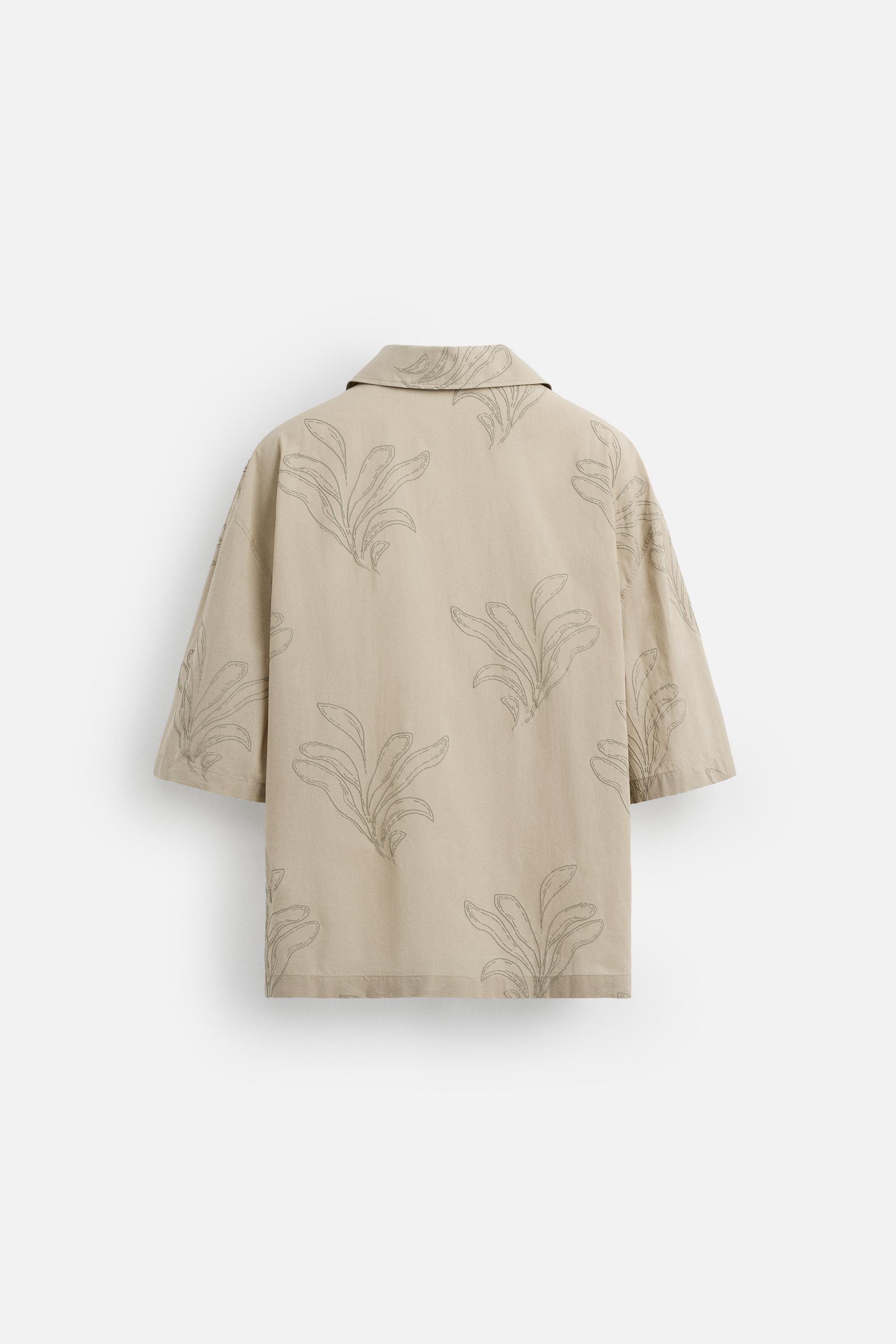 CHEMISE BRODERIE FEUILLES