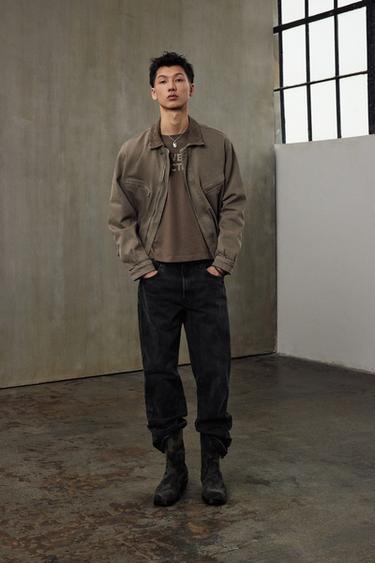Zara 燈芯絨衣領短版外套 - 卡其色