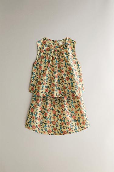 JUPE ENFANT FLEURS - Citron vert de Zara - Image 3