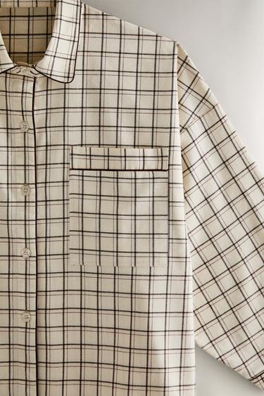 ENSEMBLE PYJAMA EN COTON À CARREAUX DE NOËL - Écru de Zara - Image 2