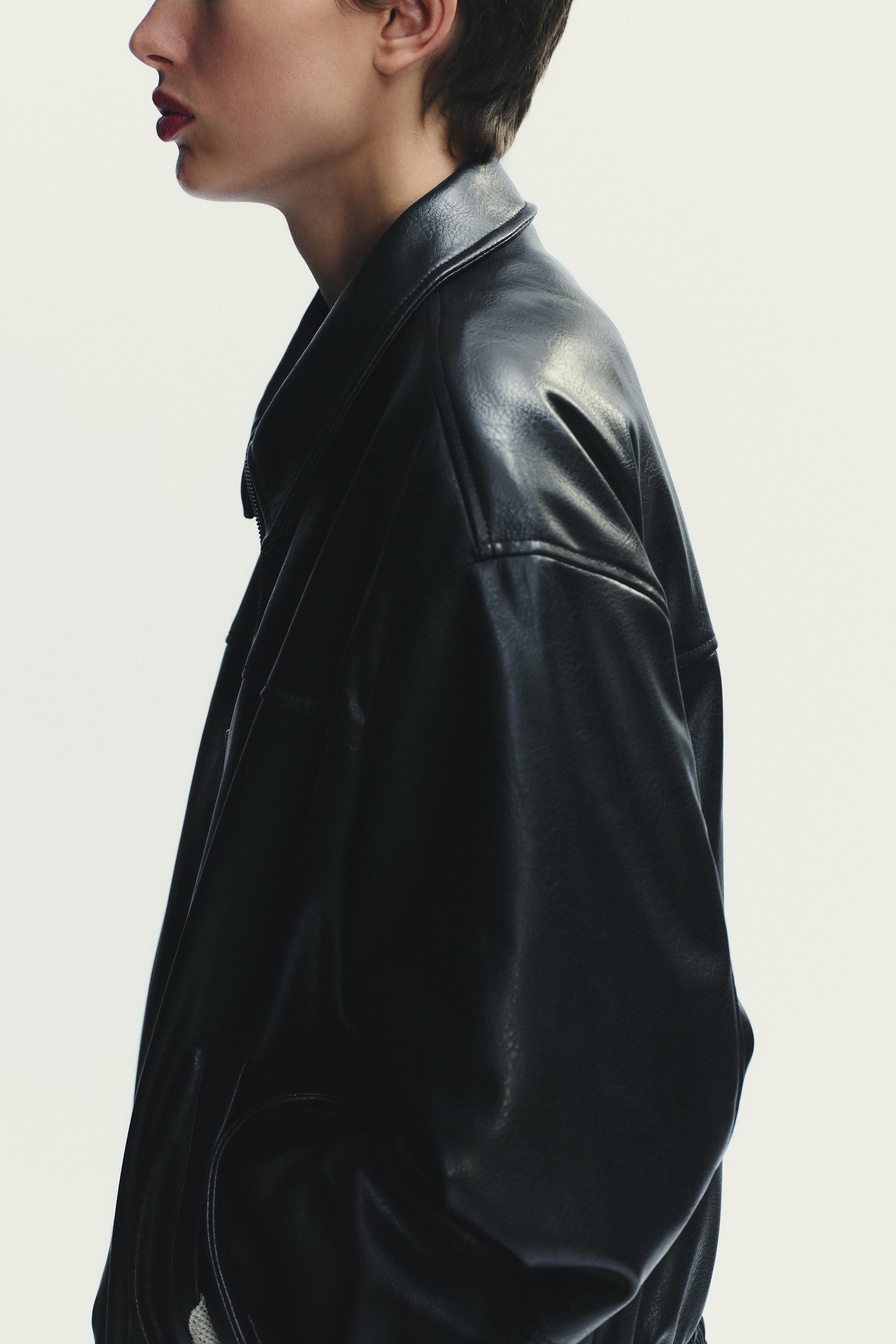 フェイクレザー ボンバージャケット - ブラック | ZARA Japan / 日本