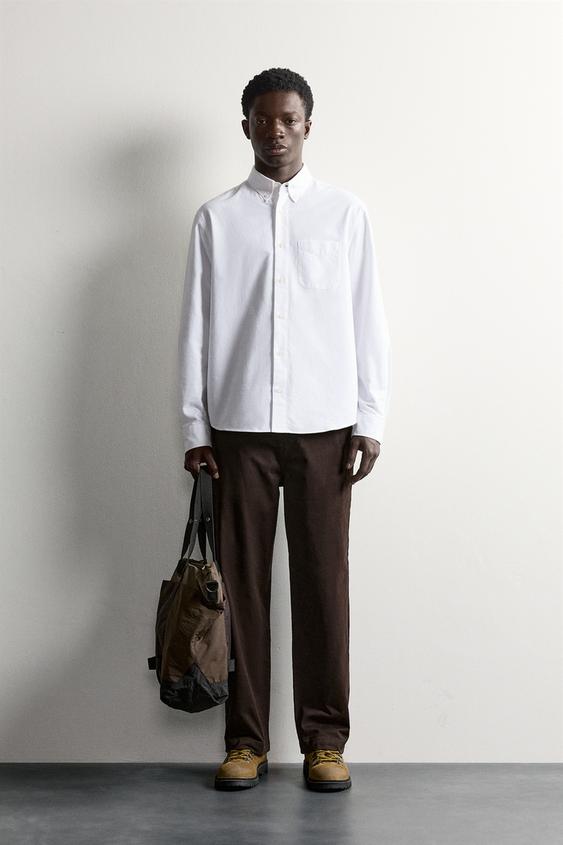 CAMISA REGULAR FIT ESTRUCTURA OXFORD - Blanco de Zara - Imagen 0
