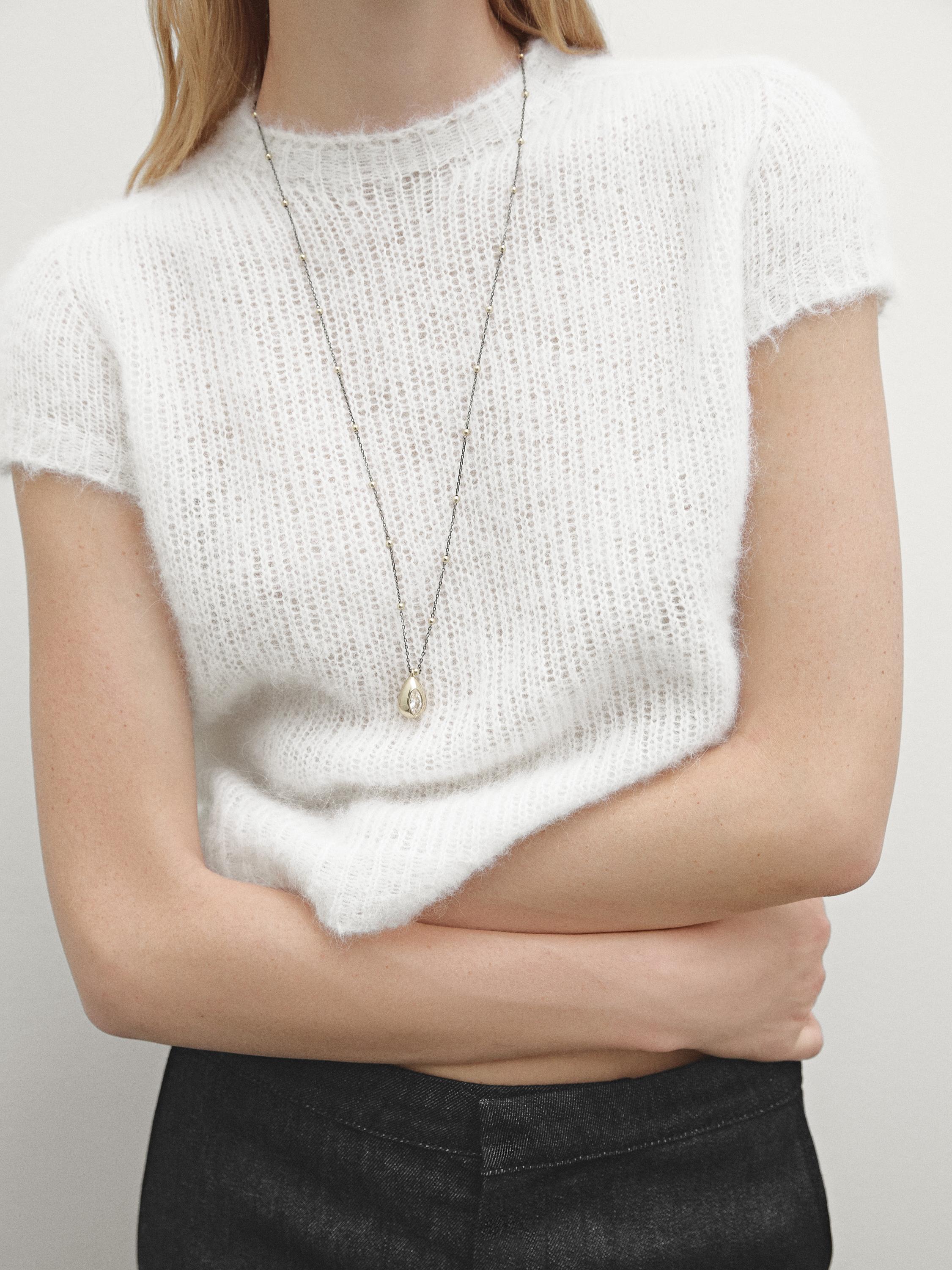Alpaca blend knit short sleeve sweater - Ecru | ZARA United