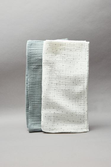 Zara TWO-PACK OF STAR MUSLIN SWADDLES - Ecru