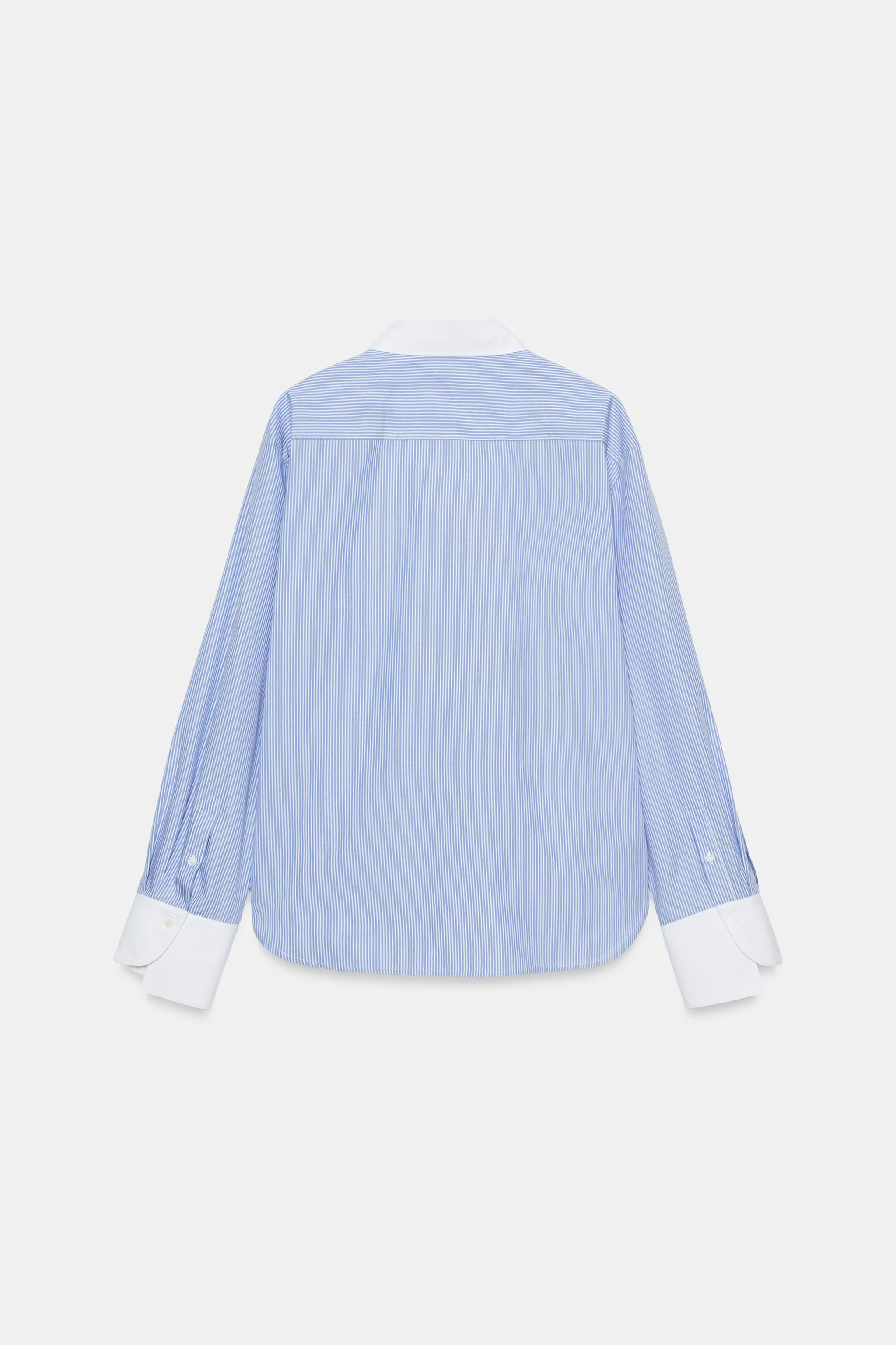 Женские рубашки Zara ZW COLLECTION STRIPED FROG FASTENING SHIRT — фото 6