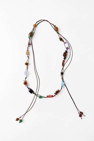 CEINTURE-CORDON À PIERRES - Marron de Zara