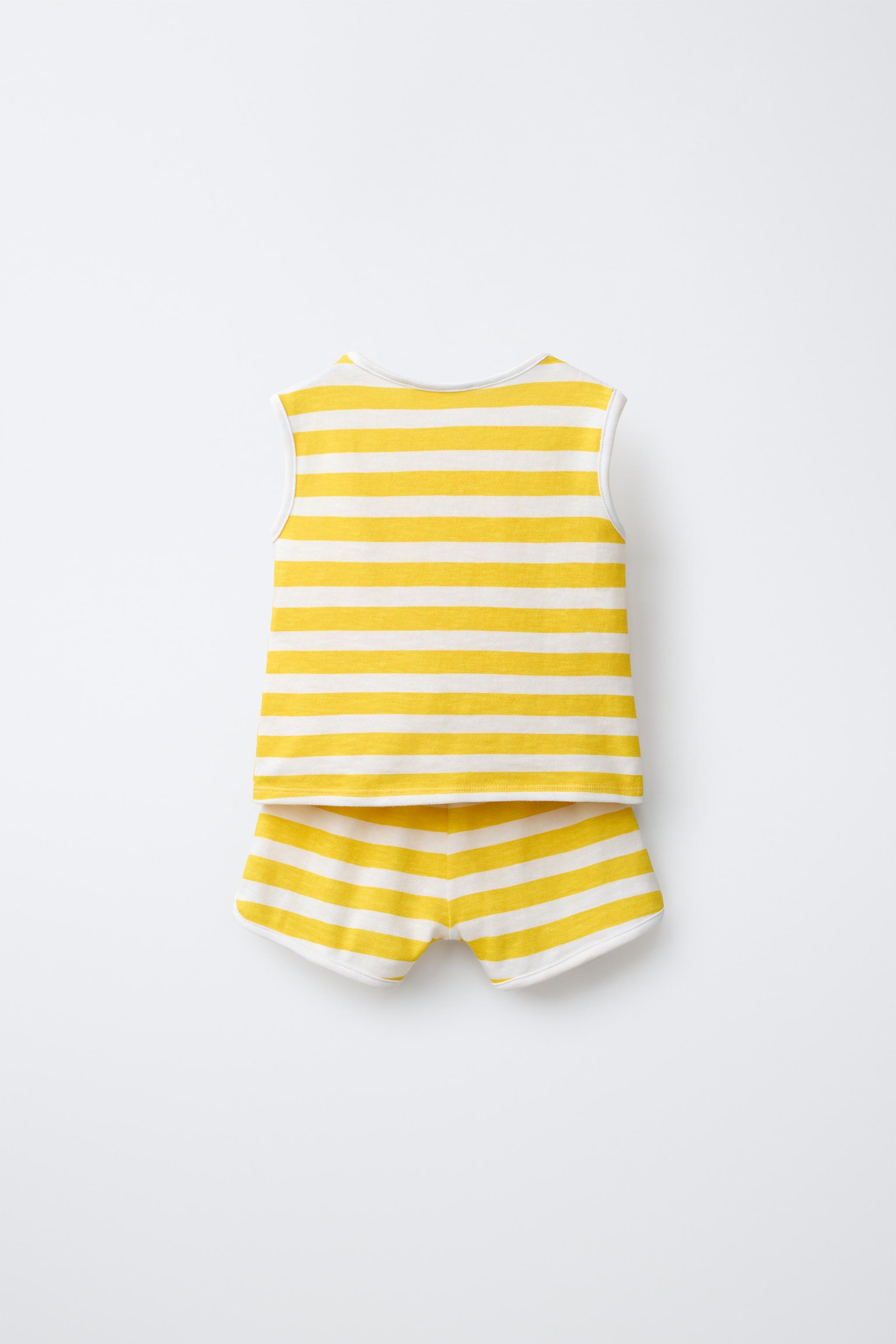 Детские шорты Zara STRIPED PRINT T-SHIRT AND BERMUDA SHORTS SET — фото 3