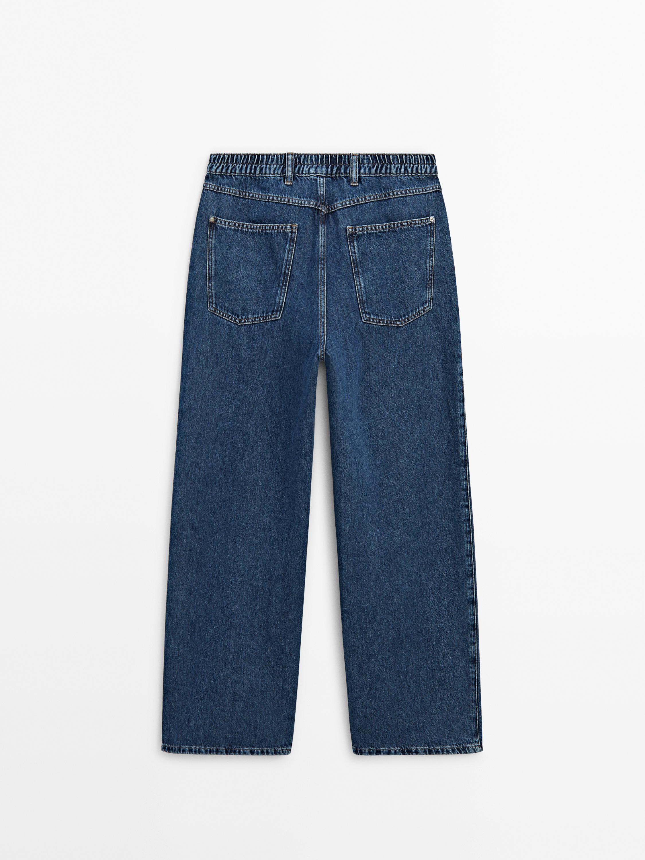 Mid wash wide-leg jogger jeans