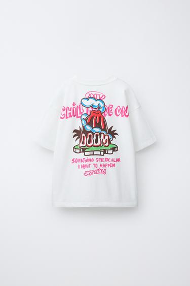 CAMISETA ESTAMPADO VOLCÁN - Blanco de Zara