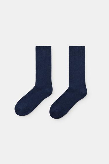 PLAIN WOOL SOCKS - Blue / Navy by Zara