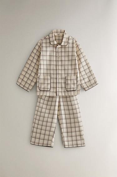KINDER-PYJAMA-SET AUS BAUMWOLLE MIT WEIHNACHTSKAROS - Cremefarben von Zara