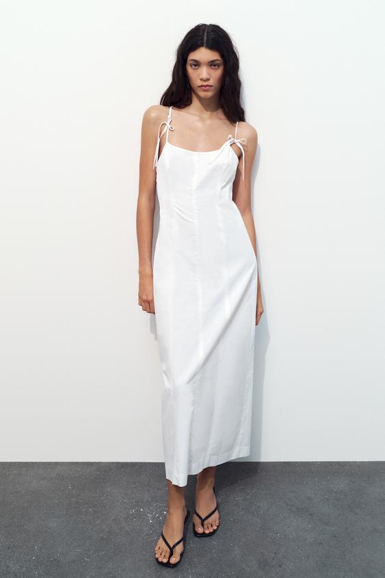 Casual Linen Dress White Short Sleeve Dress White Simple Dress -  Canada
