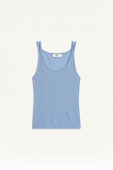 Zara LIMITED EDITION STRAP TOP - Blue / Lavender
