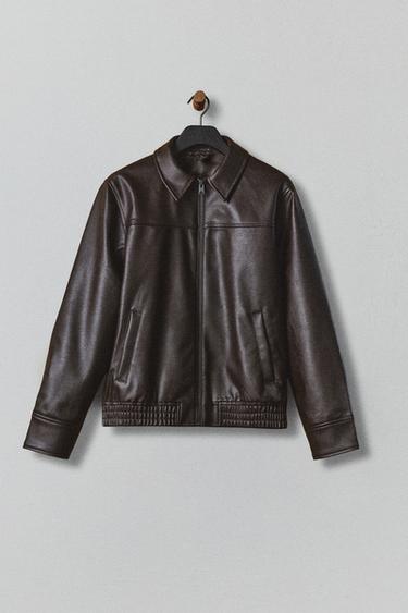 JAQUETA BOMBER DE POLIURETANO - Marrom-chocolate da Zara