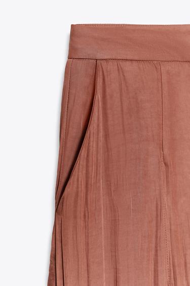 FLOWING WIDE-LEG TROUSERS WITH RUFFLES - MARSALA by Zara - Image 7