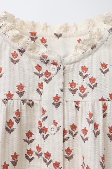 CHEMISE À FLEURS EN DENTELLE - Écru de Zara - Image 2