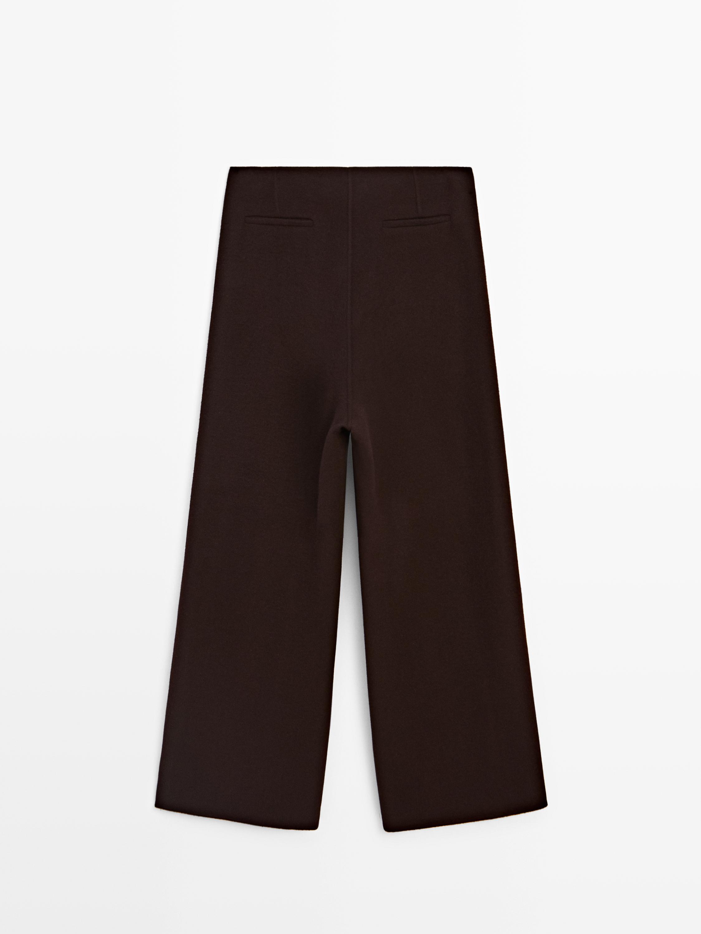 Wool blend straight-leg trousers