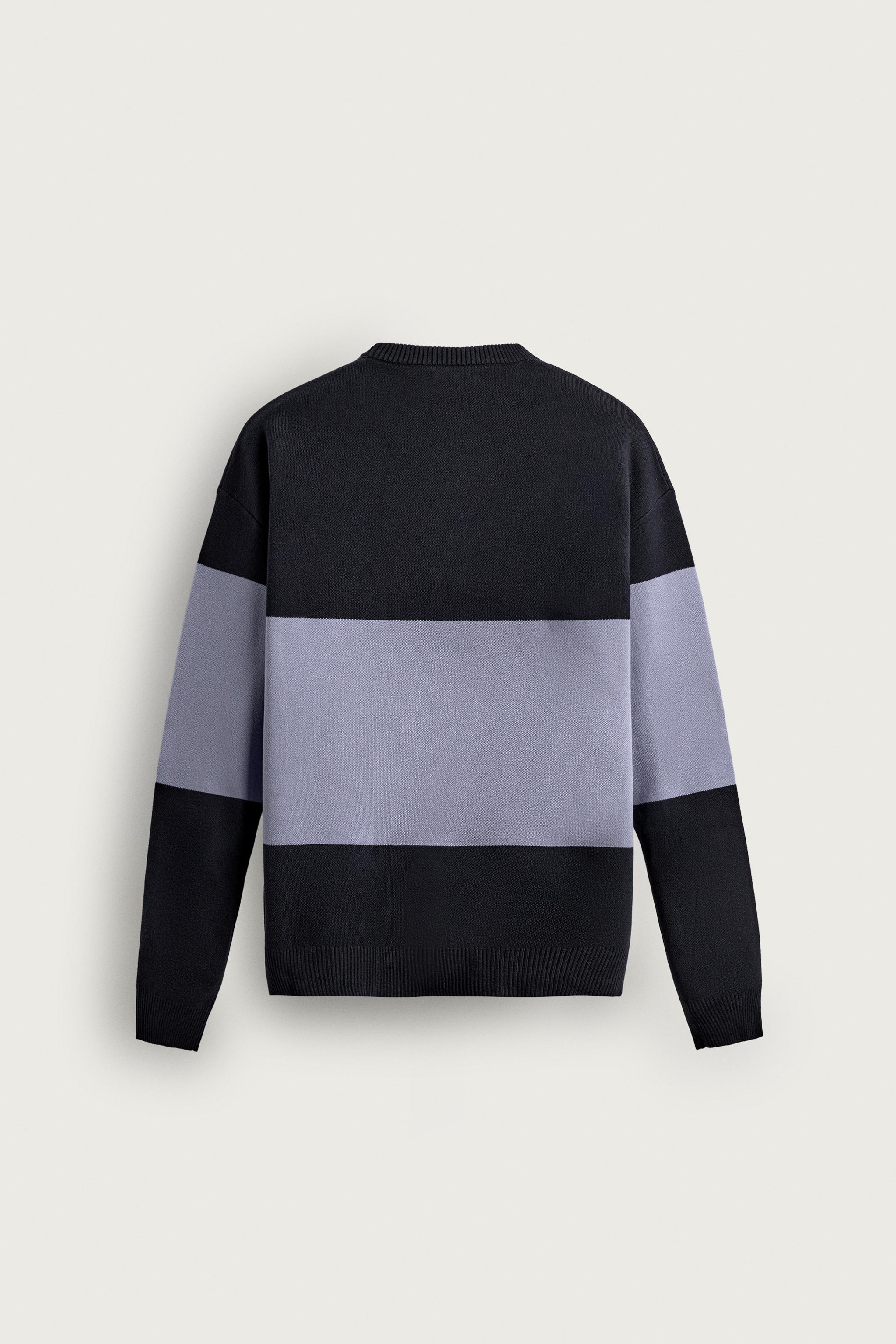 COLORBLOCK RELAXED FIT SWEATER — Blue / Navy