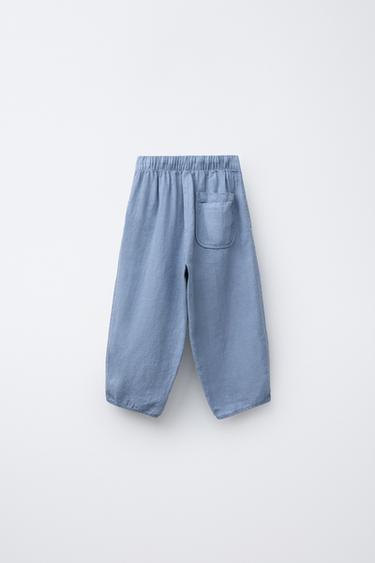 100% LINEN BAGGY TROUSERS - Blue by Zara - Image 1
