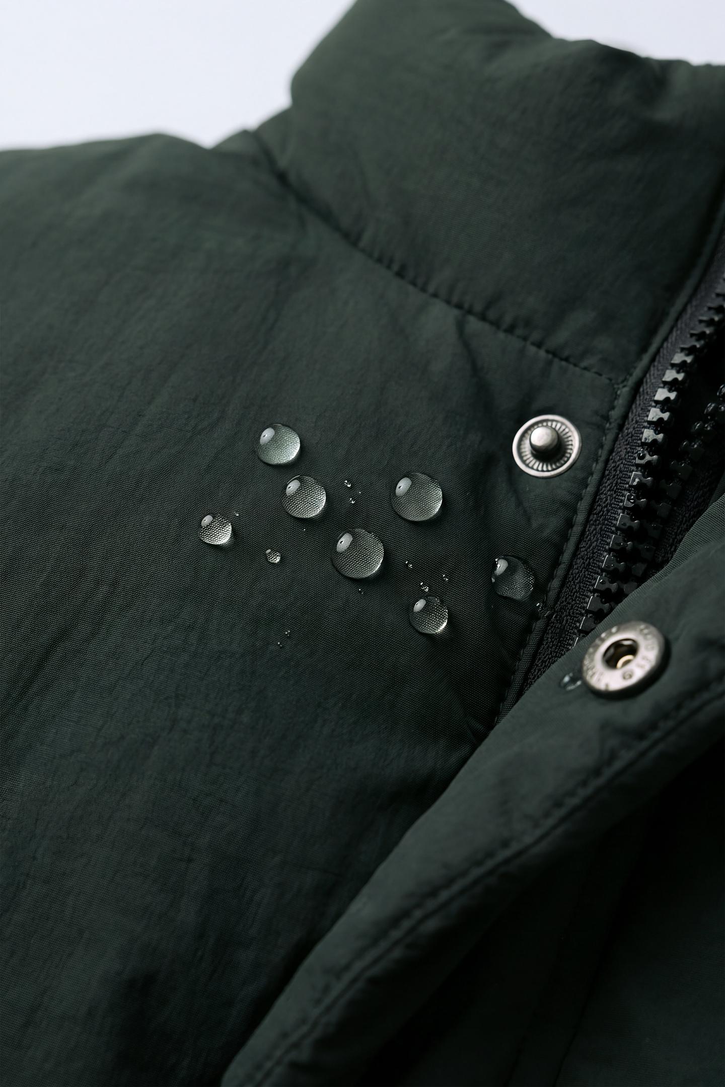 Детская куртка Zara Water-Repellent Puffer, цвет: Тёмный зелёный — фото 10