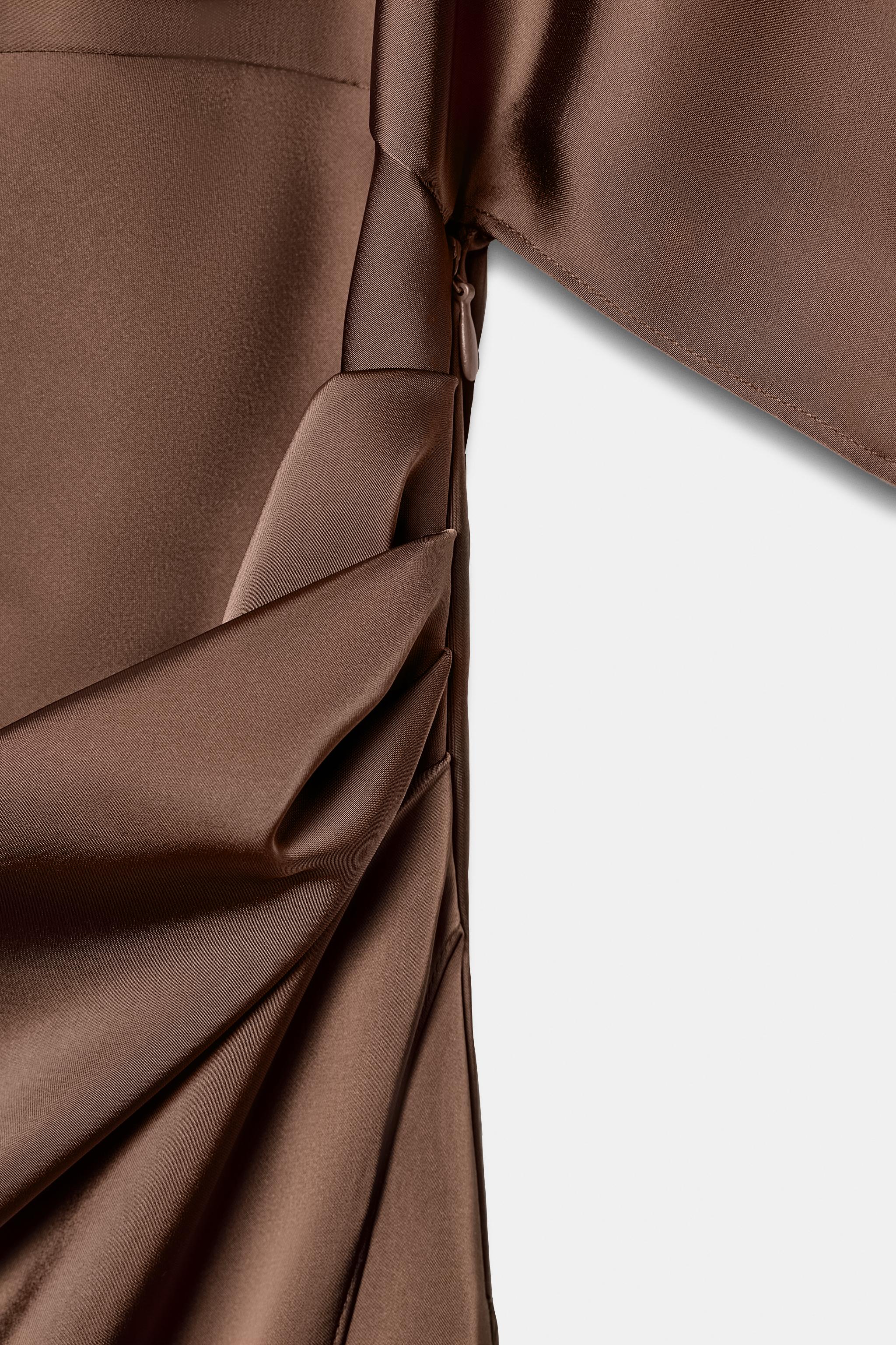 SATIN EFFECT CAPE MIDI DRESS
