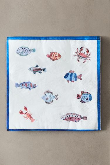 PACK 20 GUARDANAPOS PAPEL PEIXES - Azul da Zara