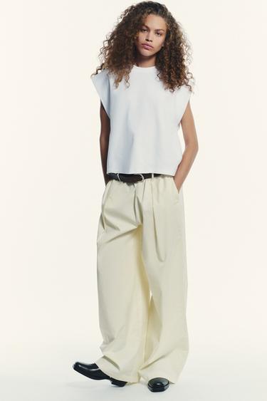 Zara PALAZZO PANTS - Vanilla