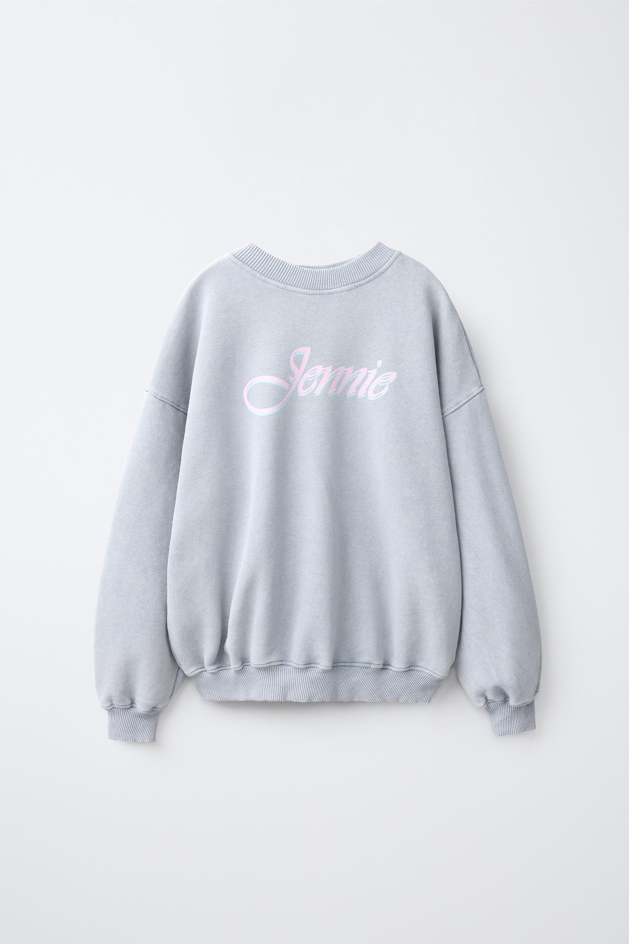 JENNIE ©™ WASHED PRINT SWEATSHIRT — Mid-gray