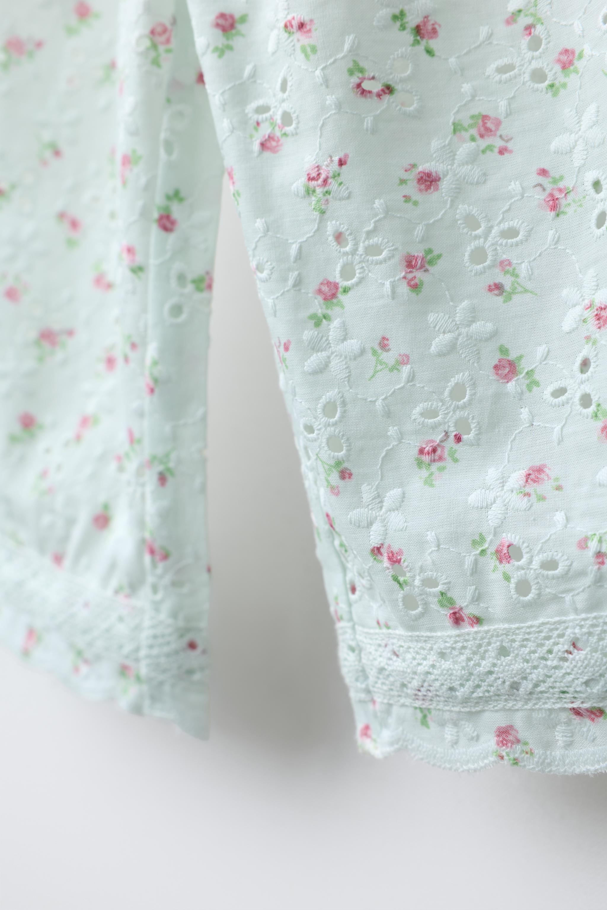 JUPE-CULOTTE BRODÉE SUISSE IMPRIMÉE FLEURS