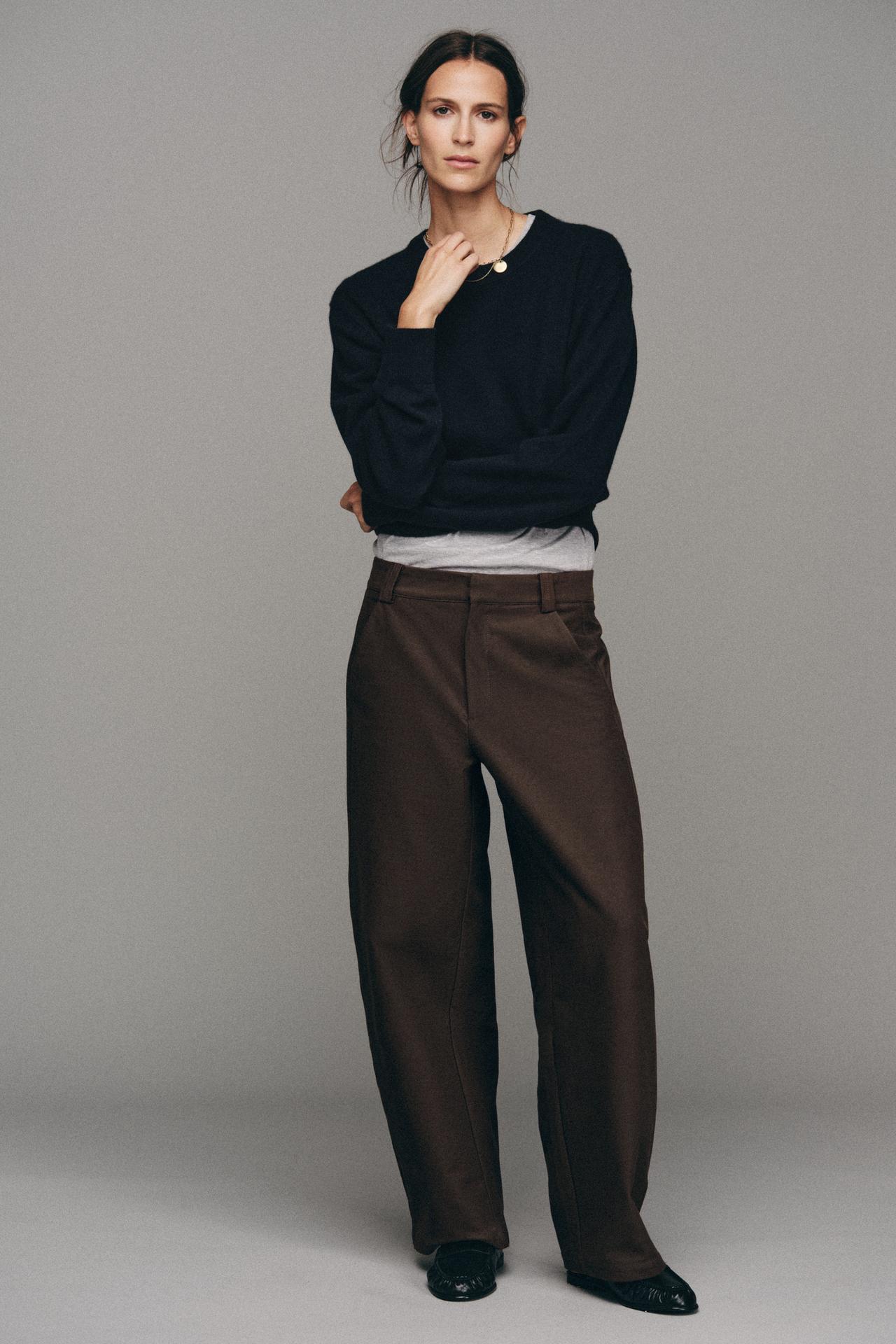 BARREL PANTS — Dark brown
