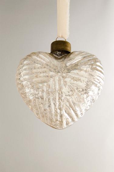 MERCURISED HEART CHRISTMAS TREE DECORATION - Silver by Zara - Image 3