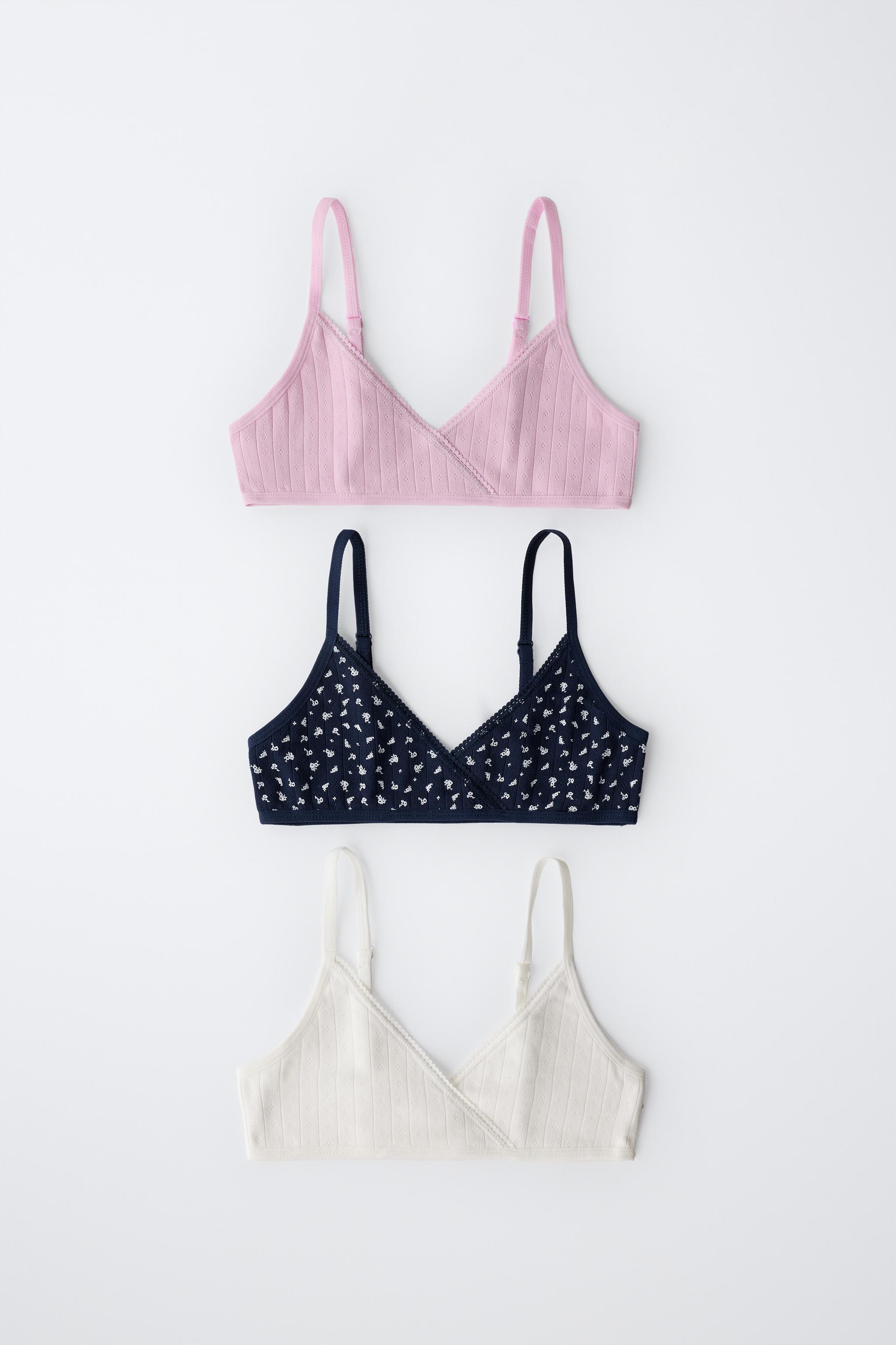 9-14 ANS / LOT DE TROIS TOPS FLEURS ET POINTELLE