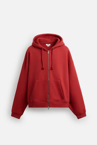 LIMITED EDITION HEAVYWEIGHT ZIP-UP HOODIE - Red by Zara - Image 6