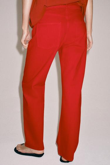 ZW COLLECTION MID-WAIST STRAIGHT JEANS - Red by Zara - Image 2