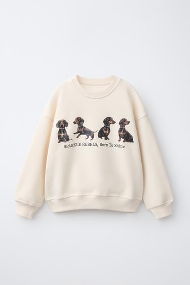 DOG PRINT SWEATSHIRT — Ecru 1