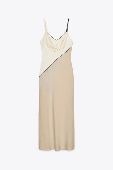 CONTRAST MIDI DRESS - Ecru / Beige by Zara - Image 6