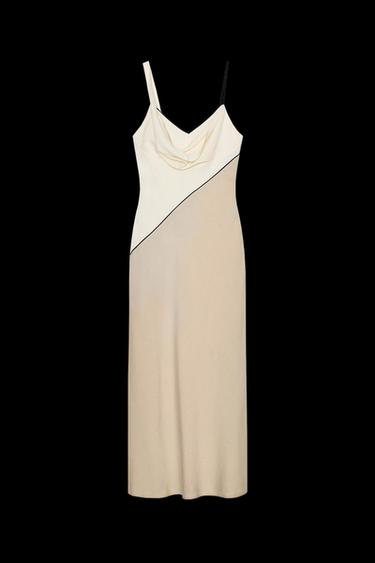 Zara COMBINATION MIDI DRESS - Ecru / Beige - Image 0