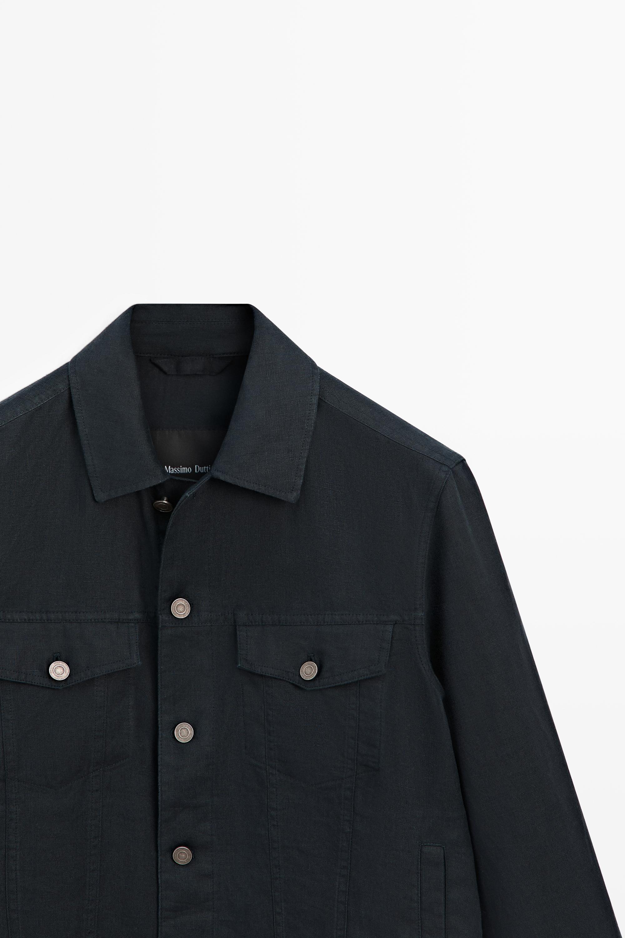 Veste 100 % lin avec détails poches