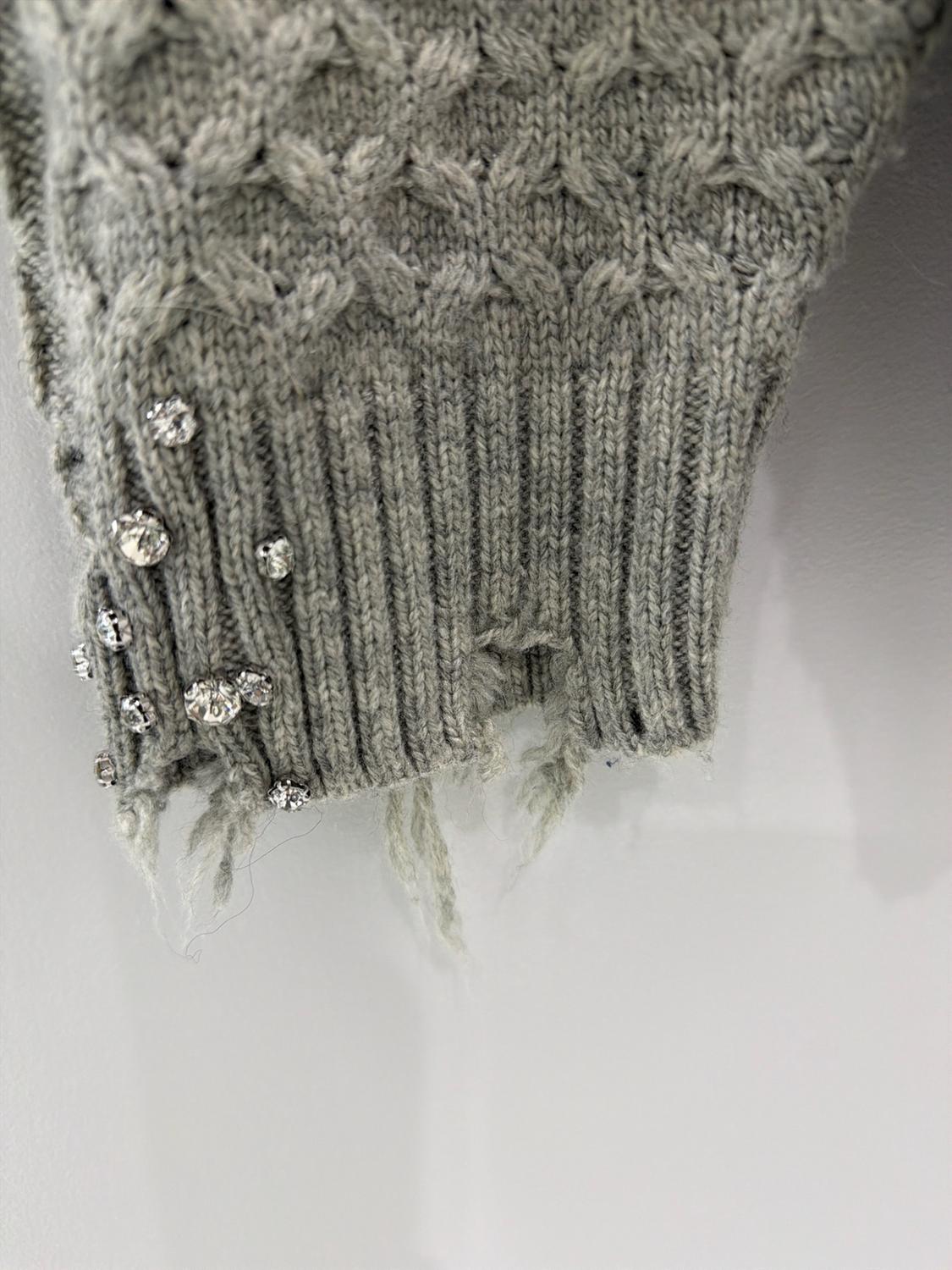STUDDED BRAIDED KNIT SWEATER - Image 4