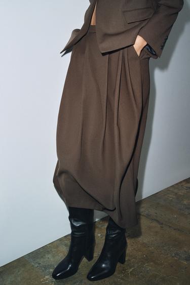 JUPE À PLIS AVEC LAINE ZW COLLECTION - Vison de Zara - Image 3