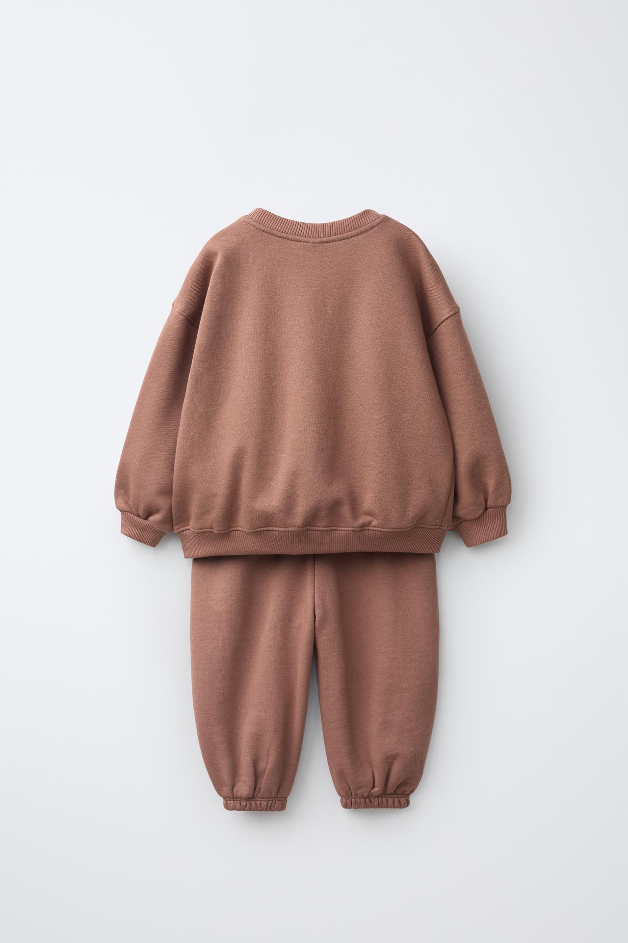 SOLID SWEATSHIRT AND JOGGER PANTS SET — Dusty pink