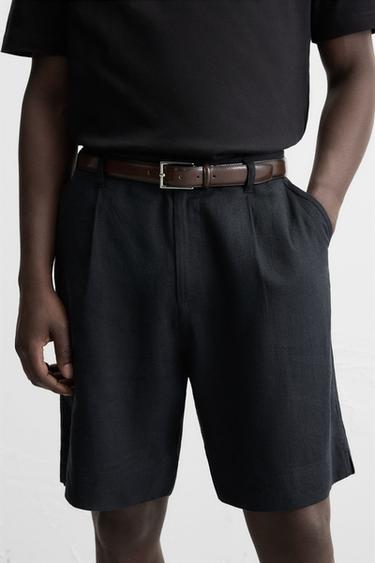 Zara TOPSTITCHED LEATHER BELT - Brown - Image 0